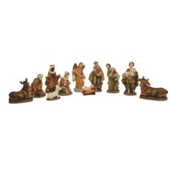   Hagyományos betlehemi figurák, 11 darab. Poliészter. Méret: 7-9 cm.