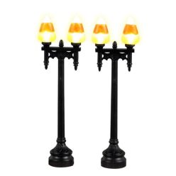  Lemax candy corn street light, set of 2, b/o (4.5v Spooky Town 2023