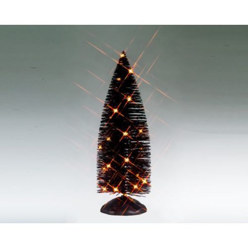 Lemax black bristle tree with orange lights Spooky Town 2025